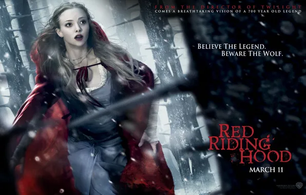 Картинка зима, девушка, сказка, триллер, бежит, 2011, ужасы, Red Riding Hood