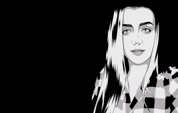 Обои, черно-белая, Девушка, минимализм, girl, красивая, Мария, minimalism