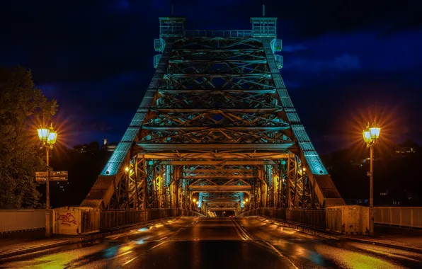 Ночь, мост, город, Dresden