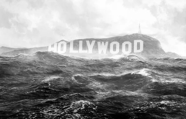 Картинка наводнение, потоп, конец света, hollywood, Hollywood Sign