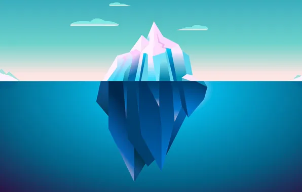 Холод, лед, море, небо, облака, дно, айсберг