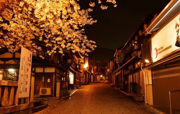 Картинка Япония, Азия, Japan, Asia, Night Street, Город Киото, Ночная улица, Kyoto City