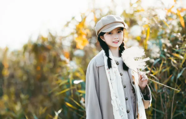 Beautiful, Asian, Model, Woman, Pretty, Japanese, Outdoor, Cap