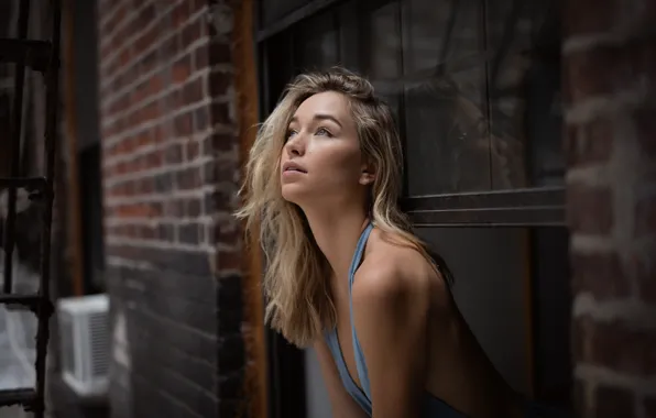 Картинка девушка, лицо, волосы, окно, губы, Jocelyn