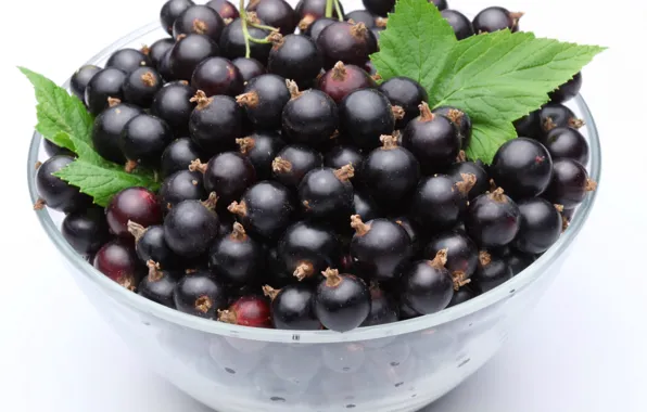 Картинка листья, ягоды, миска, смородина