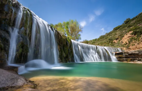 Картинка река, водопад, Испания, каскад, Spain, Арагон, Aragon, Alcanadre River