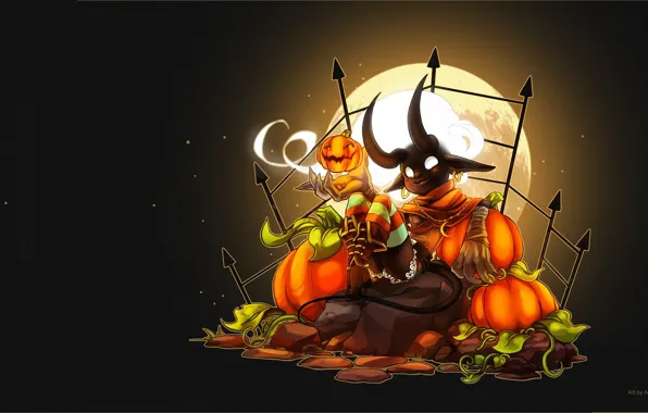 Картинка фэнтези, арт, хэллоуин, & Halloween Loading Screen, Sayael Nu, Fiesta Online - Candle Ghost