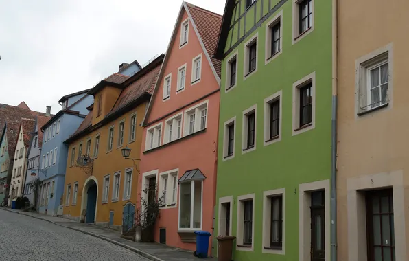 Картинка улица, краски, дома, Германия, Бавария, Ротенбург-на-Таубере