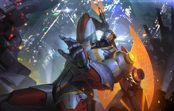 Фантастика, арт, шлем, броня, топор, киборг, Heroes of Newerth, Legionnaire