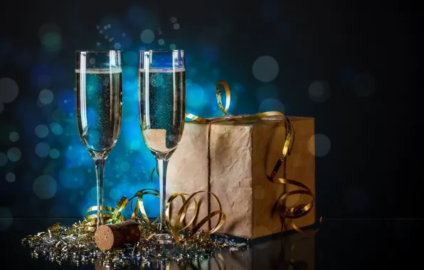 Картинка Christmas, present, champagne, Celebrate