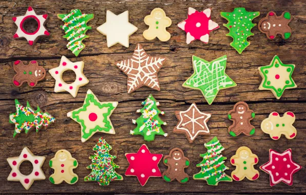 Картинка Новый Год, печенье, Рождество, wood, Merry Christmas, Xmas, глазурь, cookies