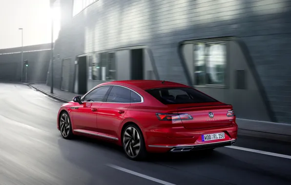 Картинка красный, Volkswagen, сзади, R-Line, лифтбэк, 2020, Arteon