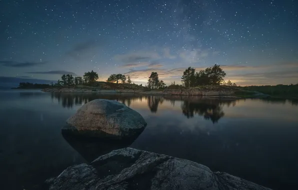 Картинка звезды, Карелия, Ладога, летний вечер, фотограф Антон Кононов