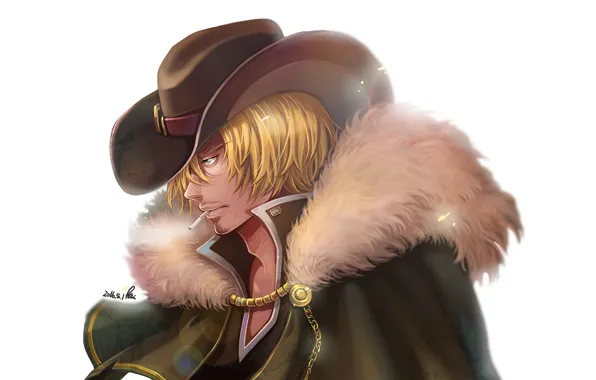 Шляпа, аниме, арт, парень, One Piece