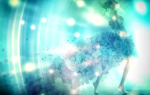 Девушка, свет, цветы, блеск, красиво, light, girl, flowers