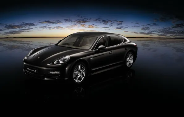 Черный, Porsche, склад, Panamera