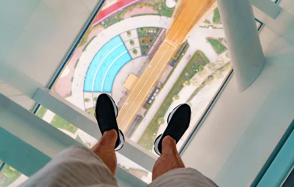 Glass, skyscrapers, sneakers