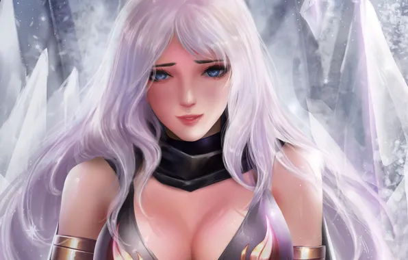 Девушка, улыбка, лёд, Ashe, Лига Легенд, League Of Legends