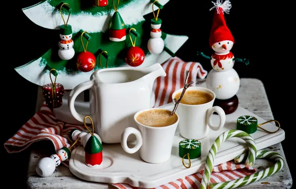 Картинка игрушки, новый год, кофе, снеговик, декор