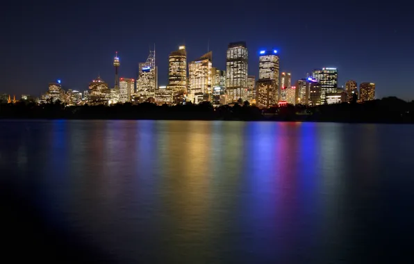 Картинка ночь, Австралия, Сидней, night, Australia, Sydney, Downtown Skyline