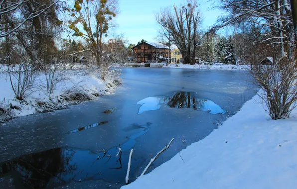 Картинка ice, white, winter, lake, snow, pond