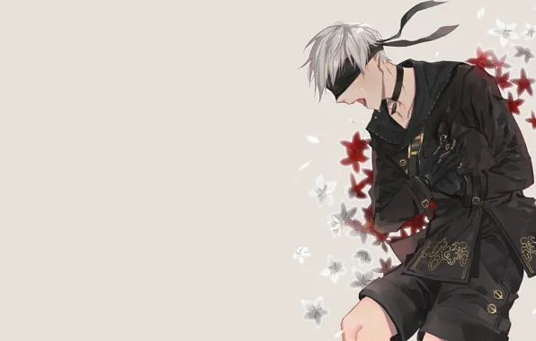 Парень, слёзы, повязка на глаза, Nier Automata, YoRHa No 9 Type S