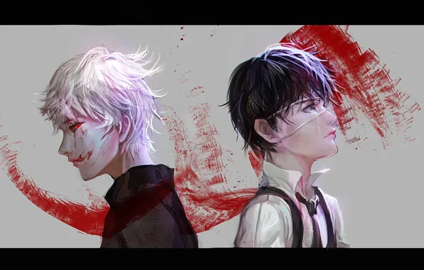 Кровь, арт, монстры, мужчины, Tokyo Ghoul, Ken Kaneki, Sangrde