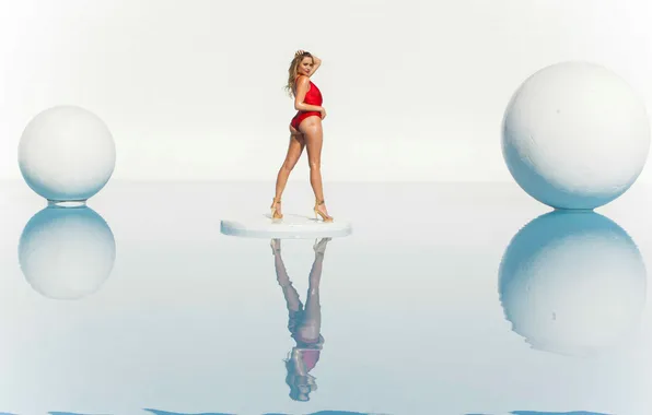 Купальник, попка, вода, модель, шар, бассейн, Mia Malkova