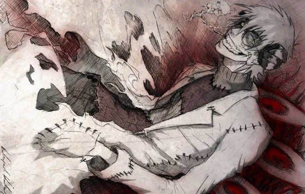 Улыбка, дым, сигарета, парень, Пожиратель душ, Soul Eater
