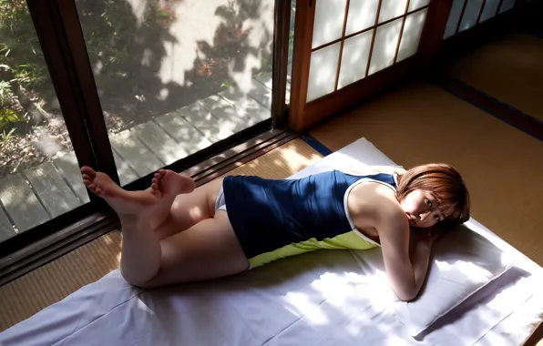 Ass, Asian, Model, Glass, Bed, Woman, Lying Down, Laying