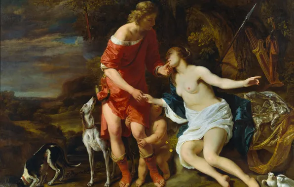 Картинка картина, мифология, Венера и Адонис, Фердинанд Боль