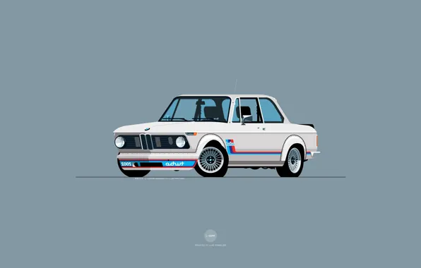 Авто, Минимализм, Ретро, BMW, Машина, Арт, 2002, 1974