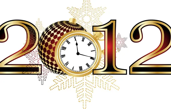 Картинка часы, новый год, цифры, 2012
