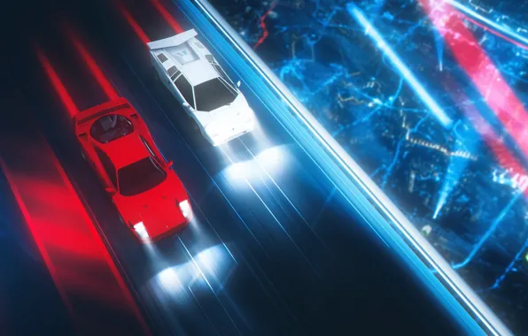 Красный, Музыка, Lamborghini, Белый, Неон, Скорость, Стиль, Фон