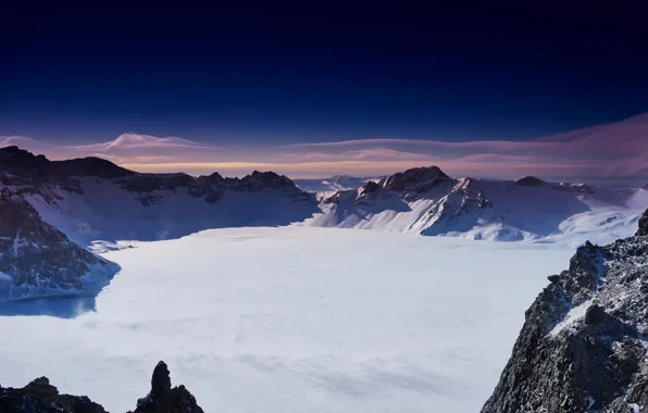 China, Clouds, Sky, Blue, Winter, Mountain, Snow, Cold