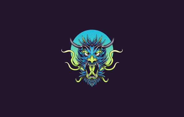Минимализм, Существо, Дракон, Монстр, Стиль, Голова, Фон, Dragon