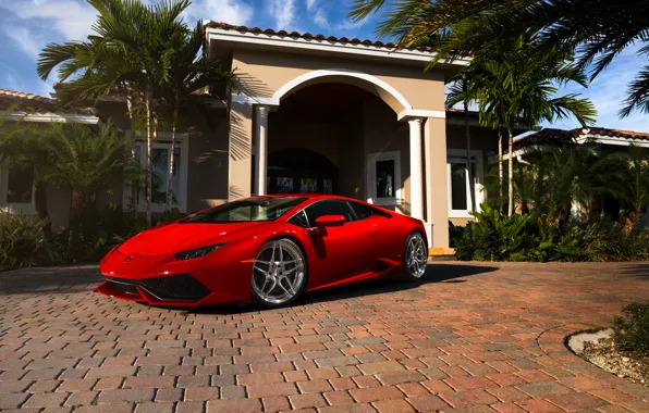 Lamborghini, red, Miami, Florida, Huracan