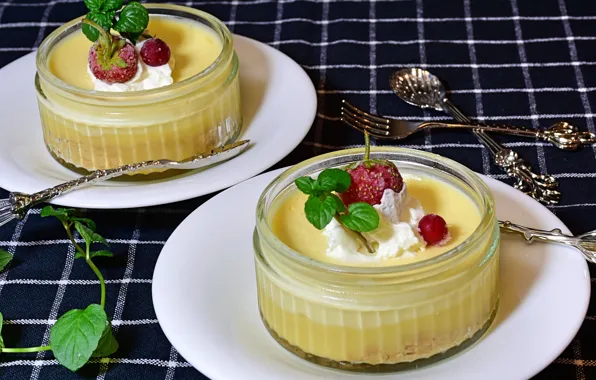 Ягоды, лимон, lemon, крем, десерт, sweet, dessert