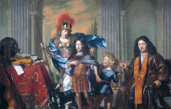 Масло, картина, холст, Adriaen Backer, Адриан Баккер, Аллегорический Портрет Семейной Группы Бордес с Ми, 1679