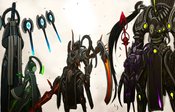 Картинка оружие, магия, аниме, арт, монстры, существа, shirogane usagi