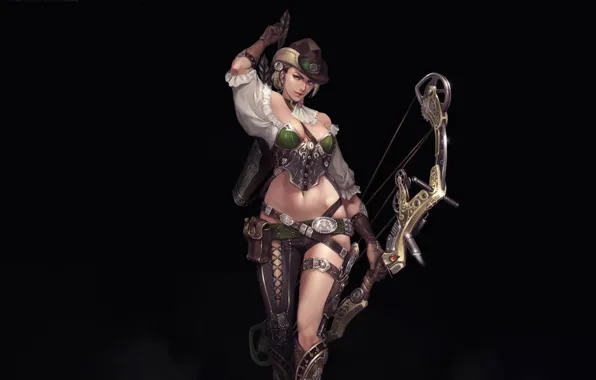 Картинка Girl, sexy, Fantasy, Beautiful, Background, Bow, Figure, Arrows