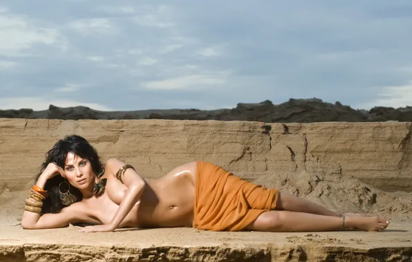 Busty, Boobs, Brunette, Breasts, Sand, Tits, Outdoors, Lying Down