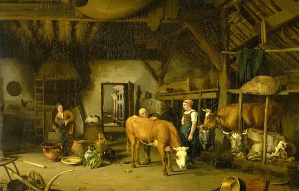 Масло, картина, холст, 1860, Джеймс де Рийк, James de Rijk, Крестьянская доля