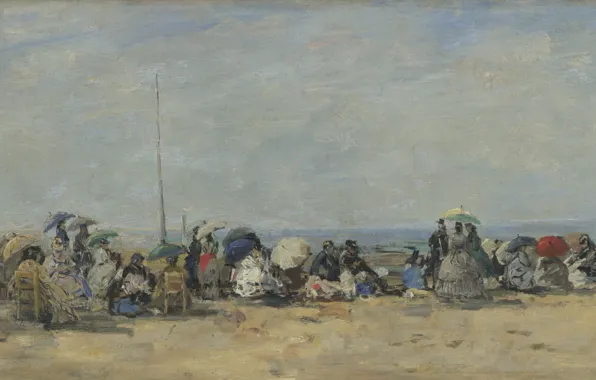 Отдых, картина, Эжен Буден, Eugene Boudin, Пляжная сцена. Трувиль