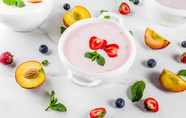 Картинка ягоды, фрукты, йогурт