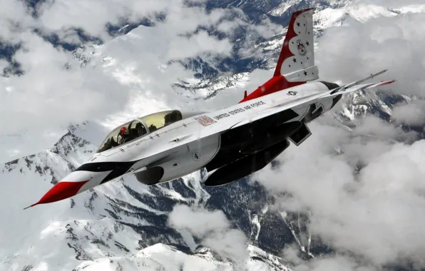 Картинка истребитель, F-16, Fighting Falcon, Thunderbird