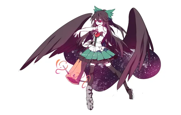 Девушка, фон, крылья, Touhou