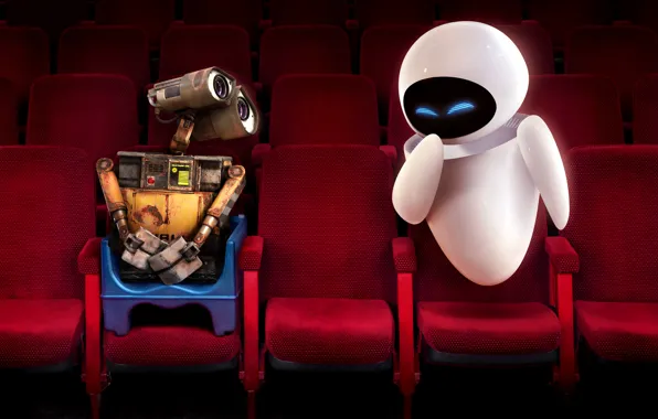 Красный, кресло, Wall-e, кинотеатр, Ева