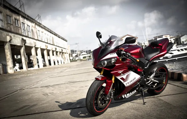 Red, Yamaha, YZF-R1, Motocycle