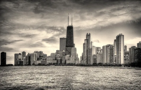 Картинка город, река, небоскребы, Чикаго, Chicago, Иллиноис